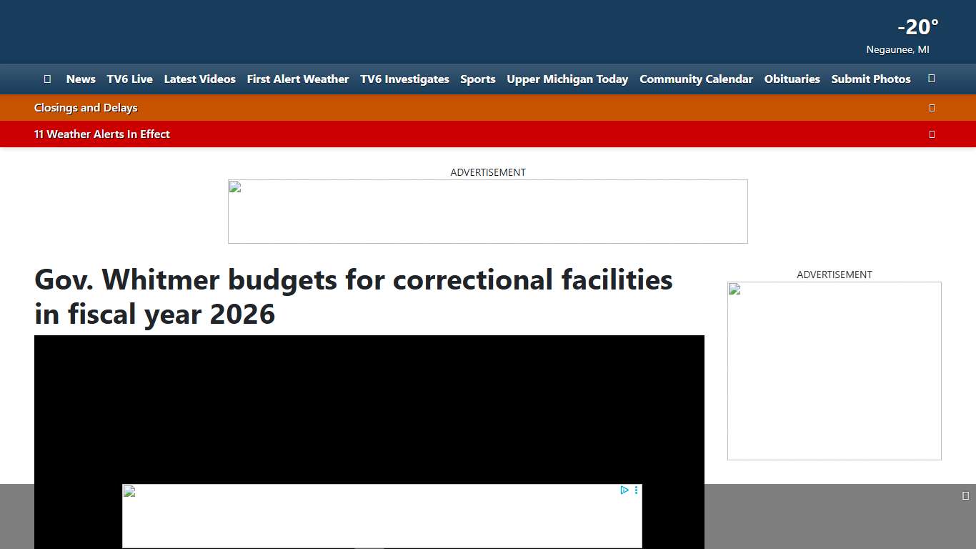 Gov. Whitmer budgets for correctional facilities in fiscal year 2026